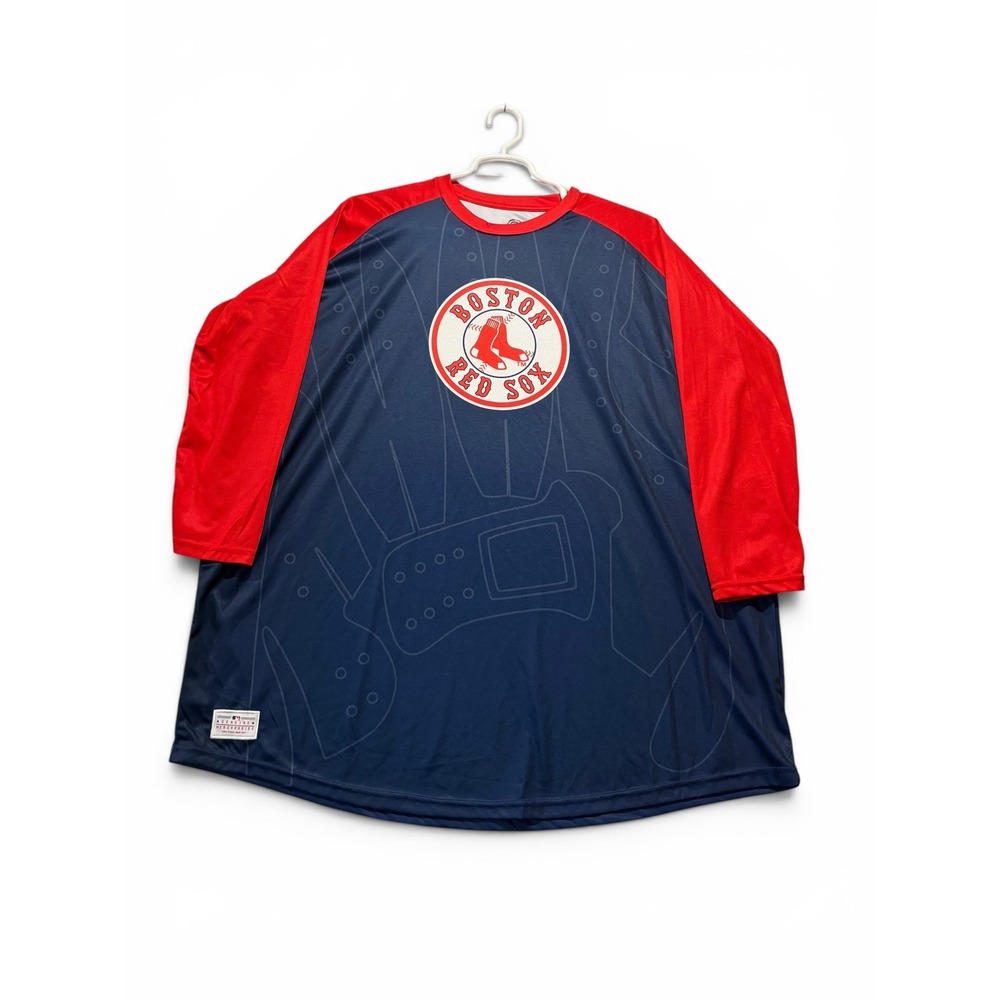 Boston Red Sox SportsCrate MLB Raglan Shirt Mens Navy Red 3/4 Sleeve 3XL